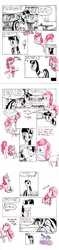 Size: 1229x5250 | Tagged: artist:smellslikebeer, black and white, comic, derpibooru import, duo, grayscale, ink, monochrome, partial color, pinkie pie, safe, traditional art, twilight sparkle