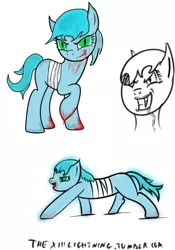 Size: 517x739 | Tagged: semi-grimdark, artist:thexiiilightning, derpibooru import, oc, unofficial characters only, pony, bandage, blood, fangs