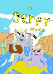 Size: 650x910 | Tagged: safe, artist:natry, derpibooru import, derpy hooves, dinky hooves, lyra heartstrings, pegasus, pony, sea pony, a goofy movie, car, cloud, cloudy, female, fishing, mare, movie poster, parody, river, seapony lyra, suitcase