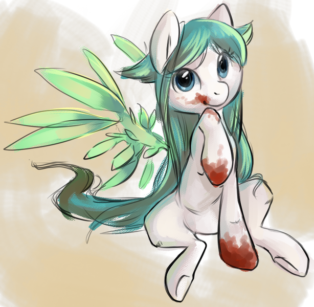 Size: 760x743 | Tagged: grimdark, artist:briskby, derpibooru import, ponified, pony, blood, saya, saya no uta