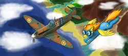 Size: 3458x1524 | Tagged: aircraft, artist:laptopgun, derpibooru import, fighter, namesake, plane, safe, spitfire, supermarine spitfire