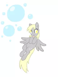 Size: 480x640 | Tagged: safe, artist:caffeinerabbit, derpibooru import, derpy hooves, pegasus, pony, bubble, female, mare, solo, tongue out