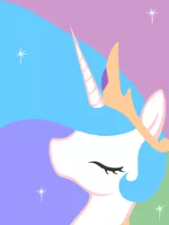 Size: 480x640 | Tagged: safe, artist:caffeinerabbit, derpibooru import, princess celestia, alicorn, pony, bust, crown, female, jewelry, mare, portrait, profile, regalia, solo, sparkles