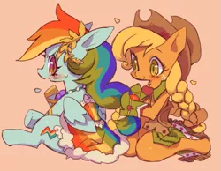 Size: 725x562 | Tagged: safe, artist:rikose, derpibooru import, applejack, rainbow dash, alternate hairstyle, appledash, blushing, clothes, dress, female, gala, gala dress, lesbian, shipping