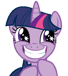 Size: 894x1000 | Tagged: safe, artist:atomicgreymon, derpibooru import, twilight sparkle, pony, unicorn, animated, female, grin, mare, rapeface, reaction image, rubbing hooves, simple background, smiling, solo, squee, starry eyes, transparent background, vector, wingding eyes