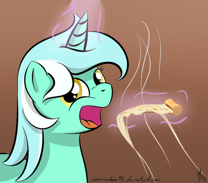 Size: 850x750 | Tagged: artist:sonicrainboom93, derpibooru import, lyra heartstrings, pizza, safe