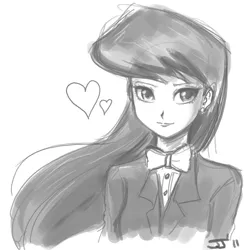 Size: 900x900 | Tagged: artist:johnjoseco, derpibooru import, grayscale, heart, human, humanized, monochrome, octavia melody, safe, solo