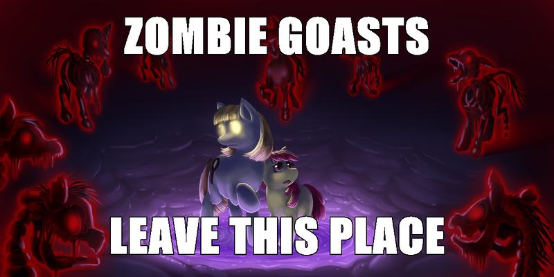 Size: 1200x600 | Tagged: apple bloom, bone, derpibooru import, ghost, grimdark, half life full life consequences, image macro, skeleton, skeleton pony, story of the blanks, undead, zombie, zombie goasts