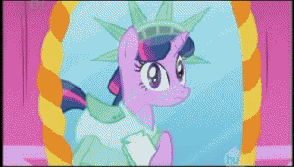 Size: 325x185 | Tagged: safe, derpibooru import, screencap, twilight sparkle, unicorn, friendship is magic, animated, annoyed, clothes, dress, dressup, frown, gem saddle twilight, looking up, mirror, not poofy enough, open mouth, outfit, outfits, reflection, sad, smiling, socks, solo, statue of liberty, too frilly, too green, too poofy, too shiny, too yellow, unamused, unicorn twilight, wig