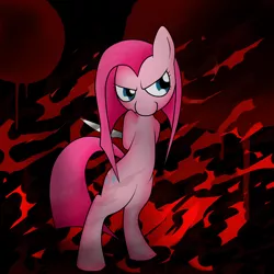 Size: 2700x2700 | Tagged: artist:shadestars, derpibooru import, grimdark, high res, knife, pinkamena diane pie, pinkie pie