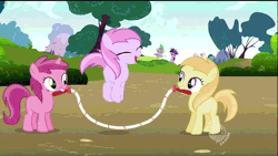 Size: 750x422 | Tagged: animated, applecore, derpibooru import, hub logo, jumping, jump rope, lesson zero, loop, mouth hold, noi, piña colada, ruby pinch, safe, screencap, skipping, spike, twilight sparkle