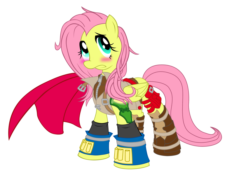 Size: 2864x2189 | Tagged: artist:randist, cape, clothes, derpibooru import, final fantasy, fluttershy, high res, lightning, lightning farron, safe