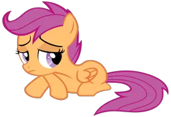 Size: 5936x4072 | Tagged: safe, artist:baumkuchenpony, derpibooru import, scootaloo, pegasus, pony, absurd resolution, crossed hooves, female, filly, prone, sad, simple background, solo, transparent background, vector
