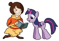 Size: 1271x881 | Tagged: artist:yellowwatermelon, crossover, derpibooru import, jinora, safe, the legend of korra, twilight sparkle