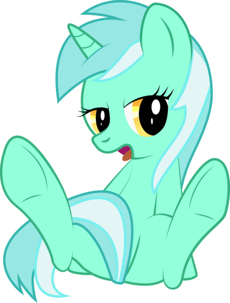 Size: 1608x2122 | Tagged: suggestive, artist:kalas17, derpibooru import, lyra heartstrings, pony, unicorn, bedroom eyes, covering, female, open mouth, simple background, sitting, solo, solo female, tail covering, tongue out, transparent background, underhoof, vector