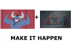 Size: 1337x796 | Tagged: derpibooru import, exploitable meme, iron will, kronk, make it happen, meta, safe, the emperor's new groove