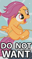 Size: 173x314 | Tagged: animated, animation error, cropped, derpibooru import, do not want, edit, edited screencap, flailing, rope, safe, scootaloo, screencap, solo focus, the show stoppers, windswept mane, wrong eye color