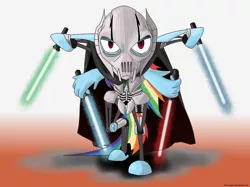 Size: 2592x1936 | Tagged: arm hooves, artist:flowersimh, cyborg, derpibooru import, general grievous, lightsaber, rainbow dash, safe, star wars, weapon