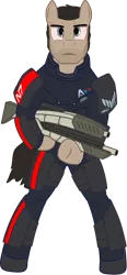 Size: 926x2000 | Tagged: armor, artist:blackdarkrain, commander shepard, derpibooru import, gun, mass effect, n7, n7 armor, ponified, safe, weapon