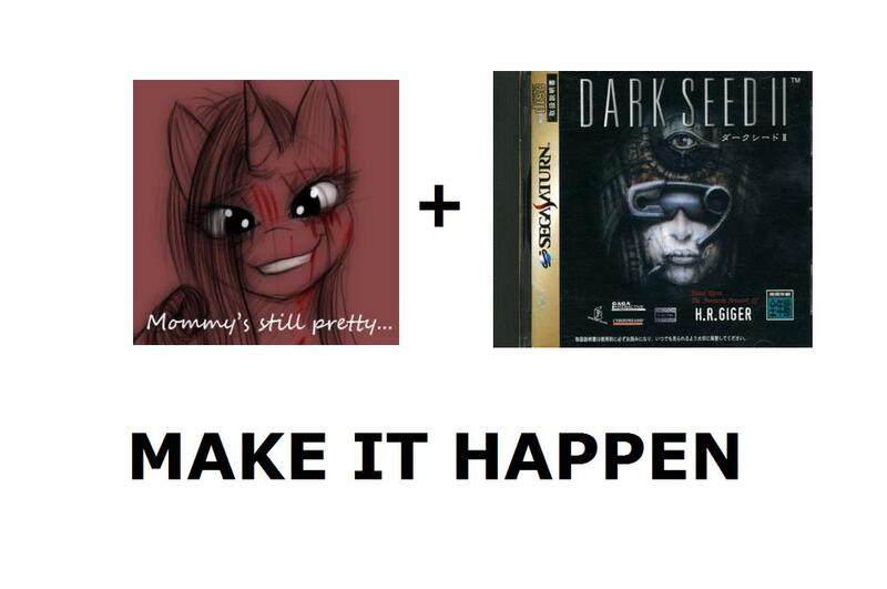 Size: 1000x664 | Tagged: darkseed, derpibooru import, exploitable meme, grimdark, make it happen, meta, rarity