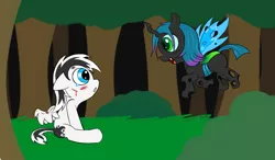 Size: 866x507 | Tagged: safe, artist:jase1505, deleted from derpibooru, derpibooru import, oc, unofficial characters only, changeling, pegasus, pony, duo, injured