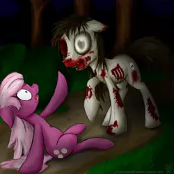 Size: 900x900 | Tagged: artist:rule1of1coldfire, blood, cheerilee, dead, derpibooru import, grimdark, zombie, zombie pony