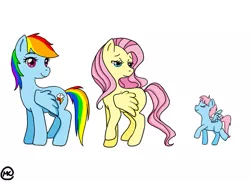 Size: 827x598 | Tagged: safe, derpibooru import, fluttershy, rainbow dash, oc, female, filly, flutterdash, lesbian, magical lesbian spawn, offspring, parent:fluttershy, parent:rainbow dash, parents:flutterdash, shipping