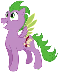 Size: 675x825 | Tagged: safe, artist:c-puff, derpibooru import, spike, ponified, pegasus, pony, grin, male, ponified spike, simple background, smiling, solo, species swap, transparent background