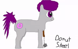 Size: 944x592 | Tagged: semi-grimdark, artist:ocdonutsteel, derpibooru import, oc, oc:donut steel, unofficial characters only, earth pony, pony, 1000 hours in ms paint, amputee, blood, donut, donut steel, joke oc, mace, ms paint, prosthetics, solo