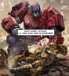 Size: 544x600 | Tagged: bumblebee, derpibooru import, fall of cybertron, fluttershy, nurse, optimus prime, safe, transformers