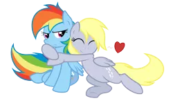 Size: 9443x5642 | Tagged: safe, artist:abydos91, derpibooru import, derpy hooves, rainbow dash, pegasus, pony, absurd resolution, derpydash, female, heart, hug, lesbian, mare, shipping