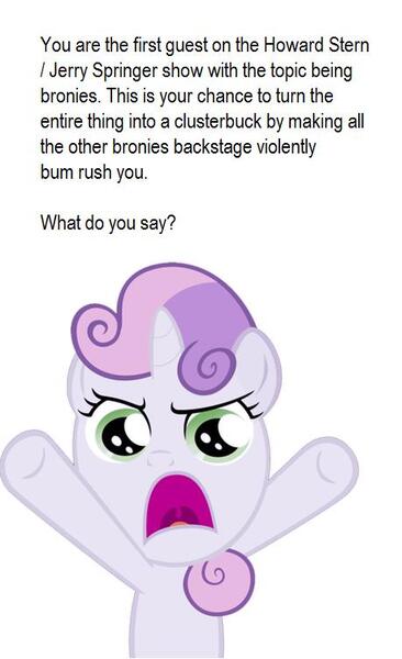 Size: 459x752 | Tagged: brony, derpibooru import, howard stern, image macro, meta, safe, sweetie belle, text