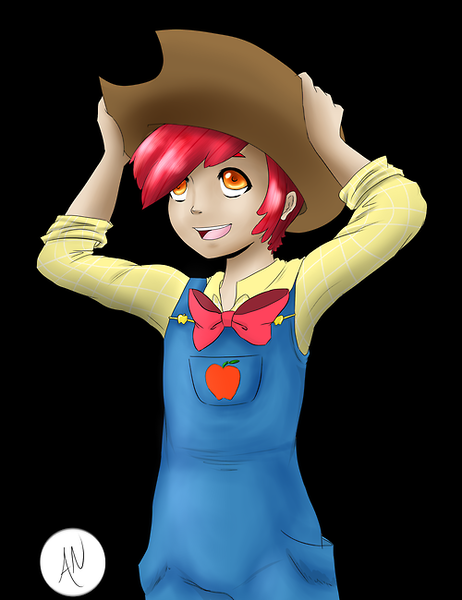 Size: 500x650 | Tagged: apple bloom, applebuck, artist:animecreator, ask a bishonen pony, derpibooru import, humanized, rule 63, safe