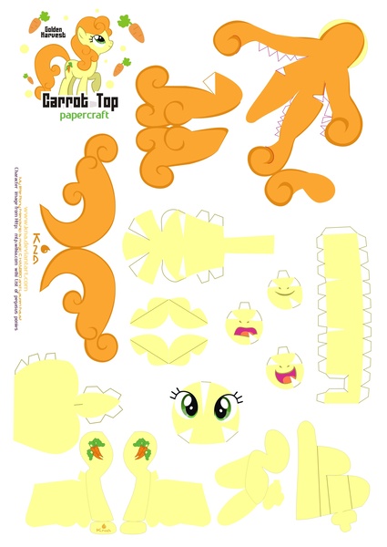 Size: 2479x3499 | Tagged: artist:kna, carrot top, derpibooru import, golden harvest, high res, papercraft, safe, template