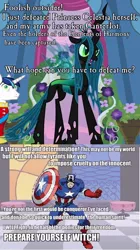 Size: 536x960 | Tagged: avengers, captain america, changeling, changeling queen, crossover, derpibooru import, female, marvel, queen chrysalis, safe, shining armor, text