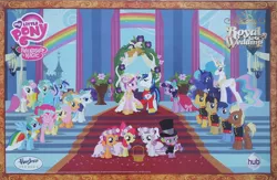 Size: 1900x1236 | Tagged: a canterlot wedding, apple bloom, applejack, blues, caramel, cherry fizzy, cutie mark crusaders, derpibooru import, doll, fluttershy, hasbro, hubble, hub logo, lyra heartstrings, mane seven, mane six, meadow song, minuette, my little pony logo, noteworthy, now kiss, official, official artwork, photo, pinkie pie, poster, princess cadance, princess celestia, princess luna, rainbow dash, rarity, royal wedding, safe, scootaloo, shining armor, spike, sweetie belle, the hub, twilight sparkle, twinkleshine, wedding