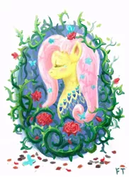 Size: 510x700 | Tagged: artist:frozentempest, derpibooru import, fluttershy, safe, sleeping beauty, solo