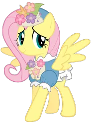 Size: 2200x3000 | Tagged: safe, artist:mihaaaa, derpibooru import, fluttershy, pegasus, pony, green isn't your color, clothes, dress, hat, high res, simple background, solo, transparent background, vector