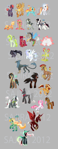 Size: 1024x2619 | Tagged: safe, artist:sambragg, derpibooru import, oc, oc:aurora, oc:bacalou, oc:bed head, oc:blood diamond, oc:bonedancer, oc:bronze buckler, oc:compass rose (zebra), oc:dizzy dazzle, oc:dragon bronze, oc:graceful slippers, oc:juneau, oc:juneau and venus, oc:lily petal, oc:meadow lark, oc:razzle berry, oc:salarfang, oc:snow flurry, oc:speedy delivery, oc:starburst, oc:terra, oc:tiger lily, oc:tsigani, oc:venus, oc:voodoo veil, unofficial characters only, alicorn, draconequus, dragon, earth pony, pegasus, pony, unicorn, zebra, zebroid, alicorn oc, chaos, conjoined, conjoined twins, design, draconequus oc, fire ruby, hilarious in hindsight, kitsune, labyrinth, legion, lol, mulatto, multiple heads, official content, shirt design, two heads, two-headed dragon