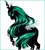 Size: 500x550 | Tagged: safe, artist:na-no-chan, derpibooru import, queen chrysalis, changeling, changeling queen, female, floppy ears, image, jpeg, looking at you, looking back, raised hoof, simple background, slit eyes, solo, standing, white background
