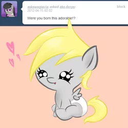 Size: 1280x1280 | Tagged: artist:lilfaux, ask, ask lil derpy, baby, cute, derpabetes, derpibooru import, derpy hooves, diaper, filly, safe, tumblr