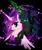 Size: 742x877 | Tagged: safe, artist:kejifox, derpibooru import, edit, editor:v3ga, princess cadance, queen chrysalis, alicorn, changeling, changeling queen, pony, duo, duo female, fangs, female, floppy ears, frown, glowing horn, gritted teeth, horn, image, jpeg, looking at each other, mare, messy mane, smiling