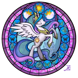 Size: 720x720 | Tagged: artist:akili-amethyst, derpibooru import, dive to the heart, kingdom hearts, princess celestia, princess luna, safe, stained glass