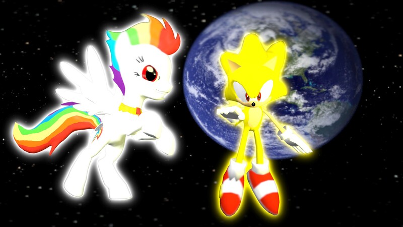 Size: 1920x1080 | Tagged: 3d, artist:postal-code, crossover, dead source, derpibooru import, friendship, gmod, rainbow dash, safe, sega, sonic the hedgehog, sonic the hedgehog (series), super rainbow dash, super sonic, wip