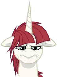 Size: 1024x1385 | Tagged: artist:zutheskunk traces, derpibooru import, frown, lauren faust, oc, oc:fausticorn, safe, unimpressed, unofficial characters only, upset, vector, vector trace