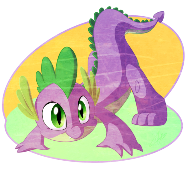 Size: 600x546 | Tagged: safe, artist:kicsterash, derpibooru import, spike, dragon, all fours, baby, baby dragon, claws, cute, fangs, green eyes, male, pounce, raised tail, scales, spikabetes, tail