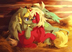 Size: 1100x800 | Tagged: safe, artist:jeniak, derpibooru import, oc, unofficial characters only, pony, blushing, colored pupils, looking at each other, oc x oc, shipping