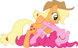 Size: 1235x767 | Tagged: applejack, applepie, artist:stupidlittlecreature, dancing, derpibooru import, female, lesbian, pinkie pie, safe, shipping, simple background, transparent background, vector