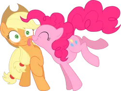 Size: 1300x985 | Tagged: applejack, applepie, artist:stupidlittlecreature, blushing, derpibooru import, female, lesbian, licking, pinkie pie, safe, shipping, simple background, transparent background, vector