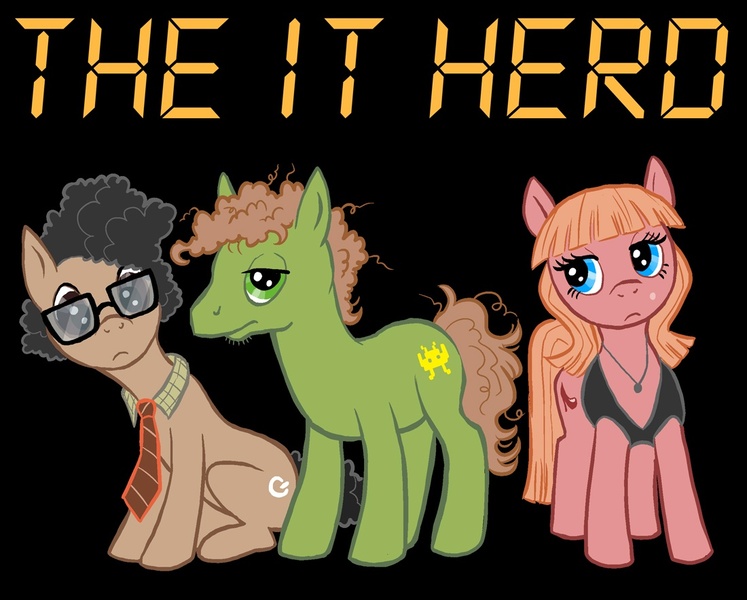 Size: 1100x883 | Tagged: artist:pedantia, derpibooru import, glasses, jen barber, maurice moss, ponified, roy trenneman, safe, the it crowd